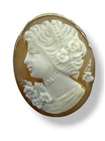 Brooch Mandile 1922 Woman Cammei  in Silver Conchiglia 2MSPC10